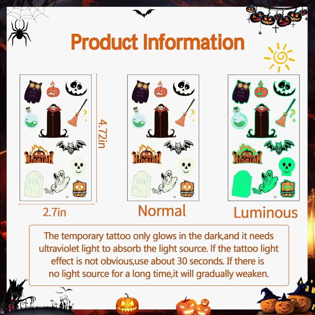 BEST Luminous Halloween Temporary Tattoos for kids BUY NOW