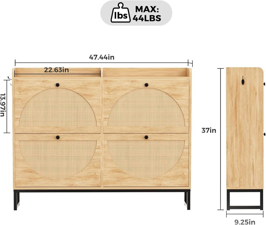 BEST Shoe Cabinet with 4 Natural Rattan Flip Drawers BUY NOW