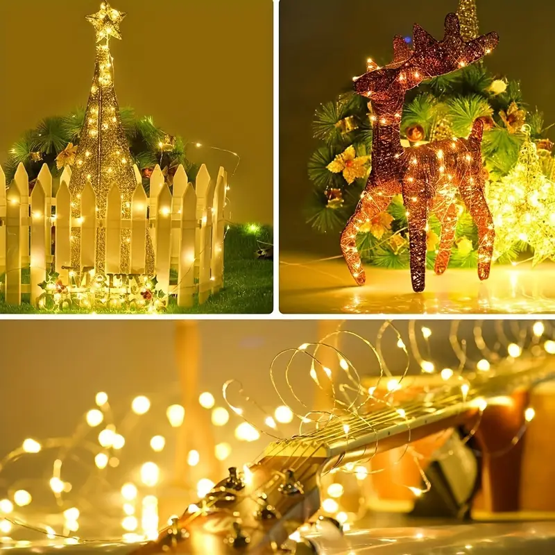 Battery-operated LED Christmas tree lights for outdoor and indoor use