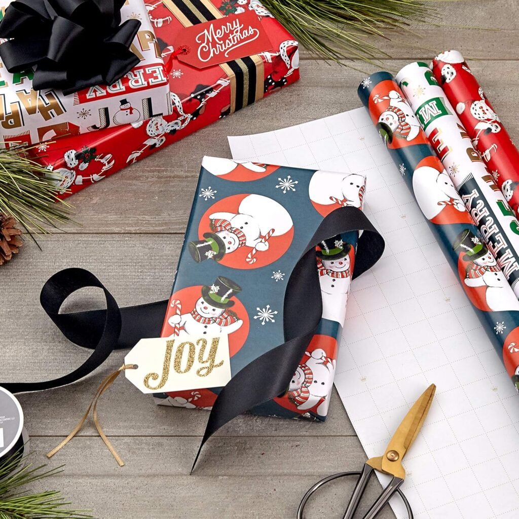 Complete Christmas Wrapping Set with Rolls, Bags, and Stickers