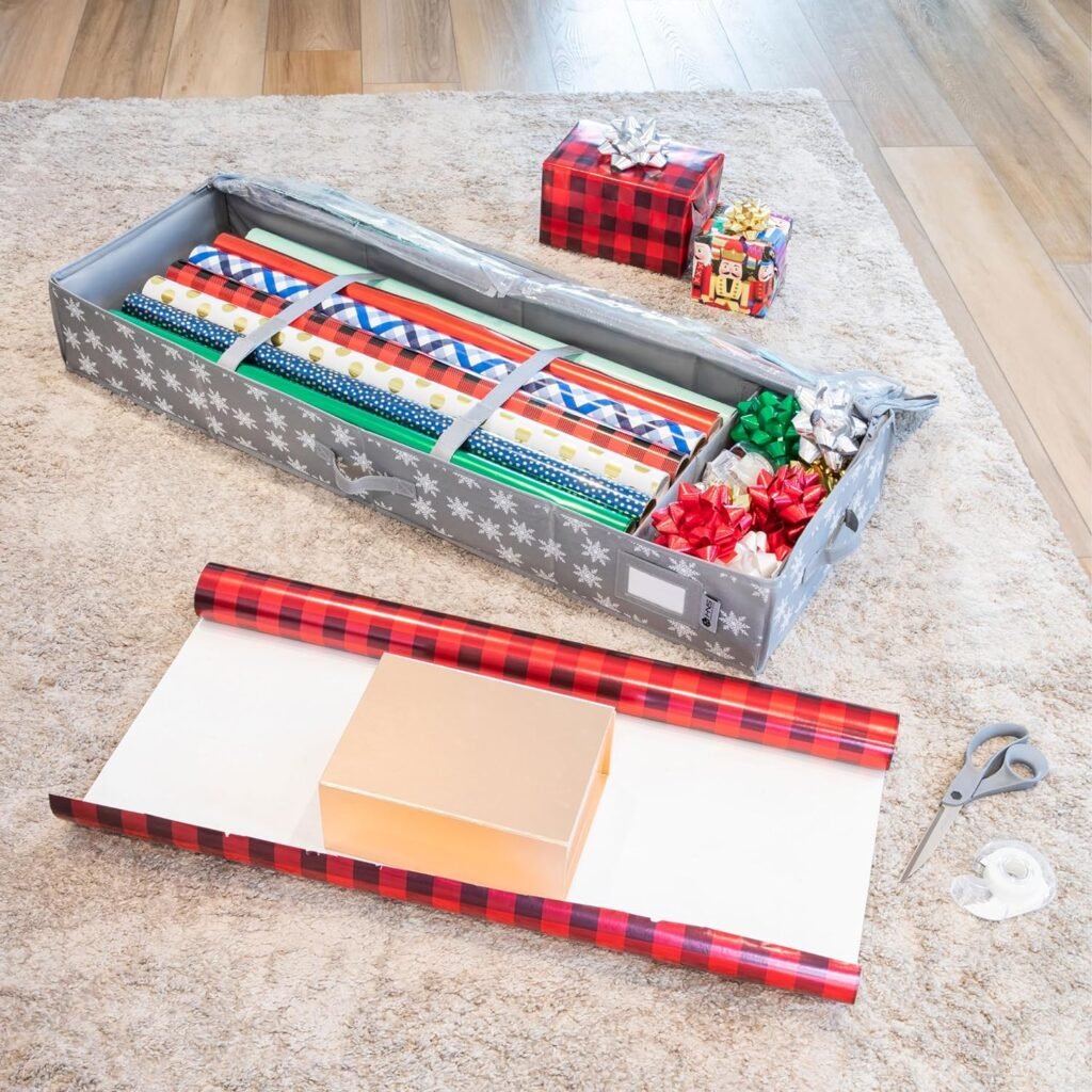 Complete Christmas Wrapping Set with Rolls, Bags, and Stickers