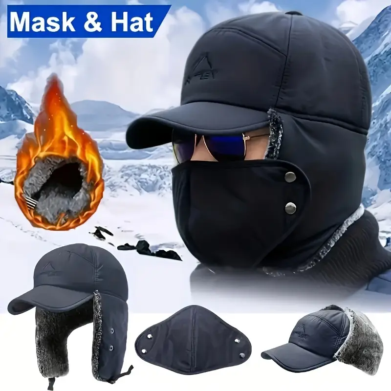 Cozy men's Winter Hats with Fleece Ear Flaps for Hunting